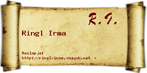 Ringl Irma névjegykártya